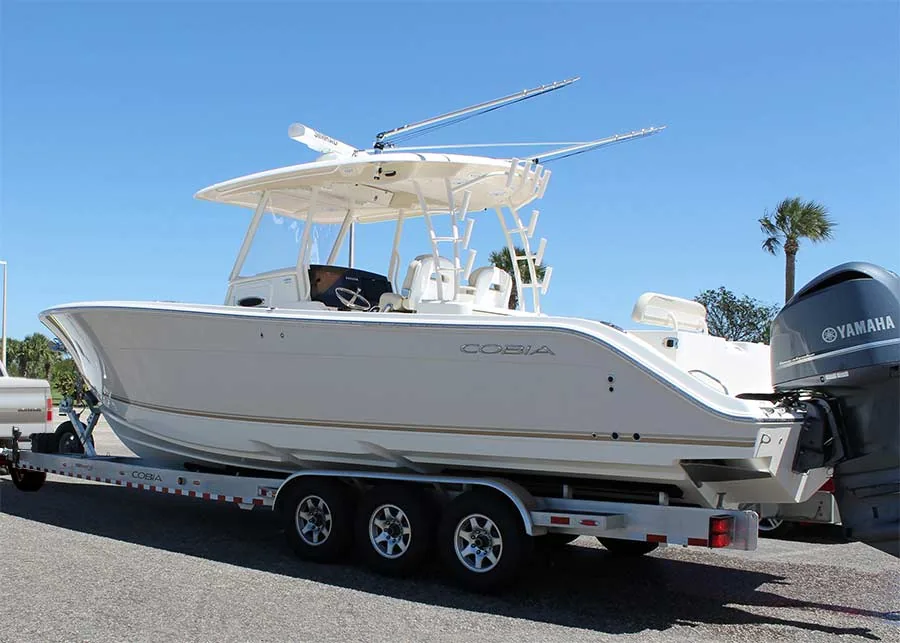 San Francisco boat loaded on a trailer for recovery and towing