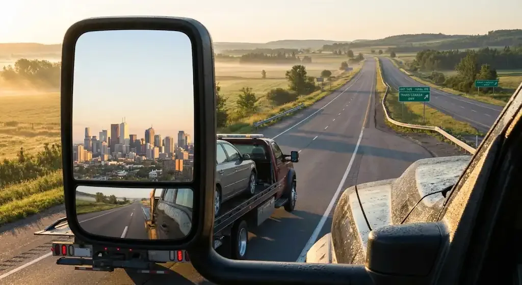 San Francisco tow truck on extended highway route